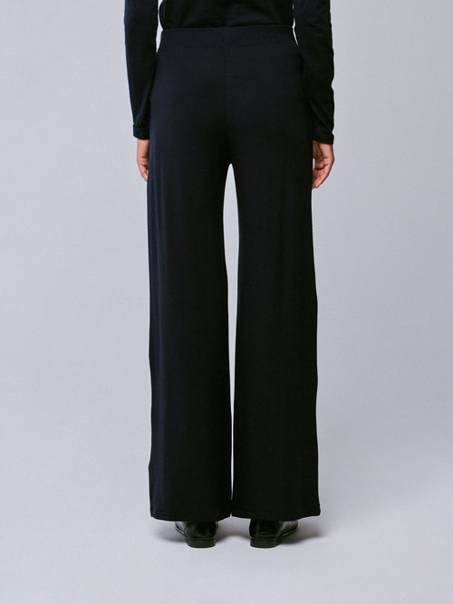 Pantalones de viscosa / elastano azul marino - MAJESTIC FILATURES