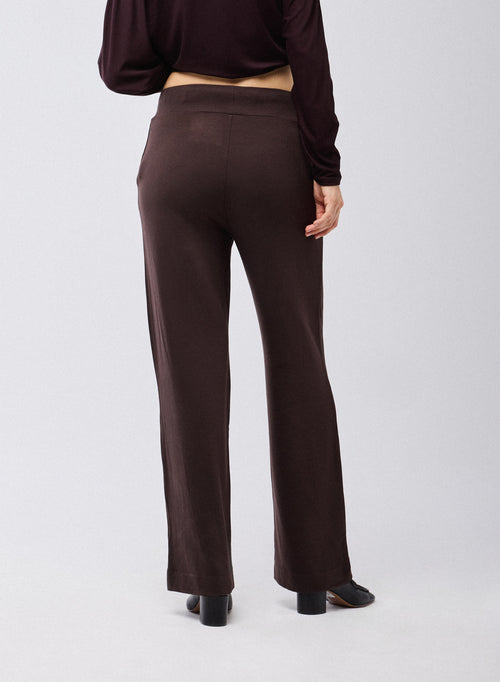 Pantalón Marrón en Viscosa / Elastano - MAJESTIC FILATURES