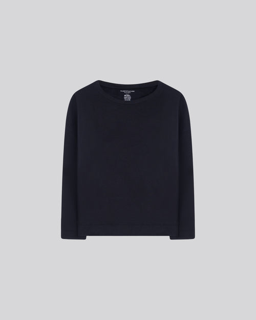 Navy Sweatshirt Round Neck Long Sleeves in Viscose / Elastane - MAJESTIC FILATURES