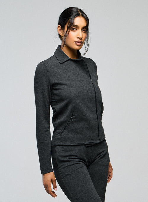 Chaqueta gris Chaqueta de manga larga en viscosa / elastano - MAJESTIC FILATURES