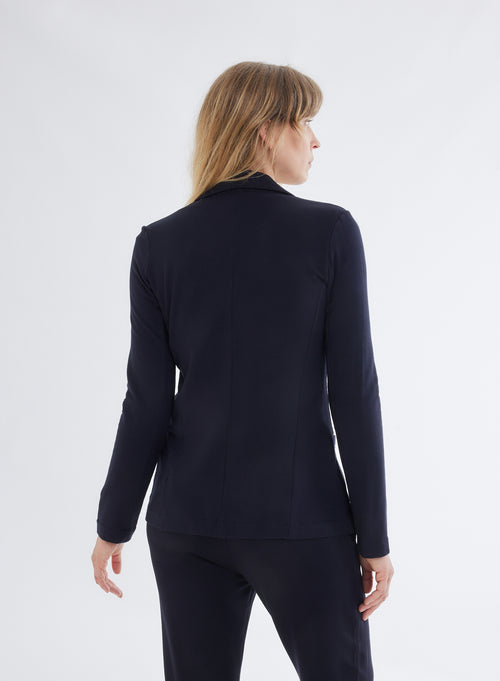 Long Sleeve Navy Jacket in Viscose / Elastane - MAJESTIC FILATURES