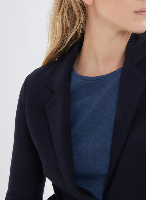 Long Sleeve Navy Jacket in Viscose / Elastane - MAJESTIC FILATURES