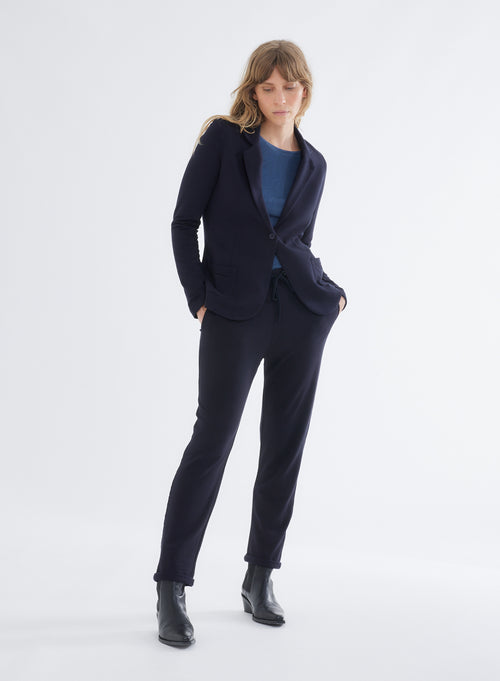 Long Sleeve Navy Jacket in Viscose / Elastane - MAJESTIC FILATURES