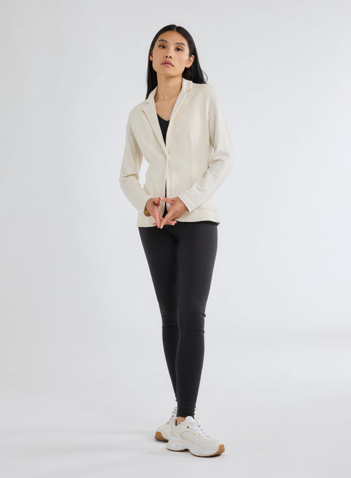 White Long Sleeve Jacket in Viscose and Elastane - MAJESTIC FILATURES