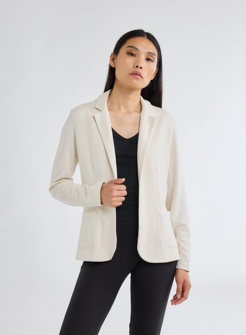 White Long Sleeve Jacket in Viscose and Elastane - MAJESTIC FILATURES