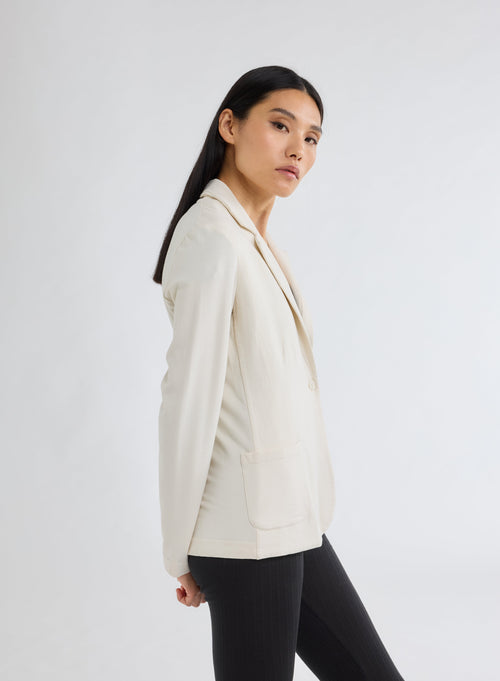 White Long Sleeve Jacket in Viscose and Elastane - MAJESTIC FILATURES