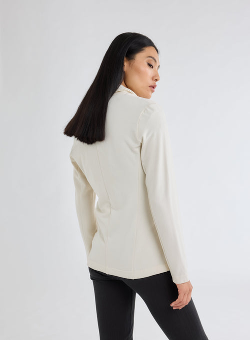 White Long Sleeve Jacket in Viscose and Elastane - MAJESTIC FILATURES