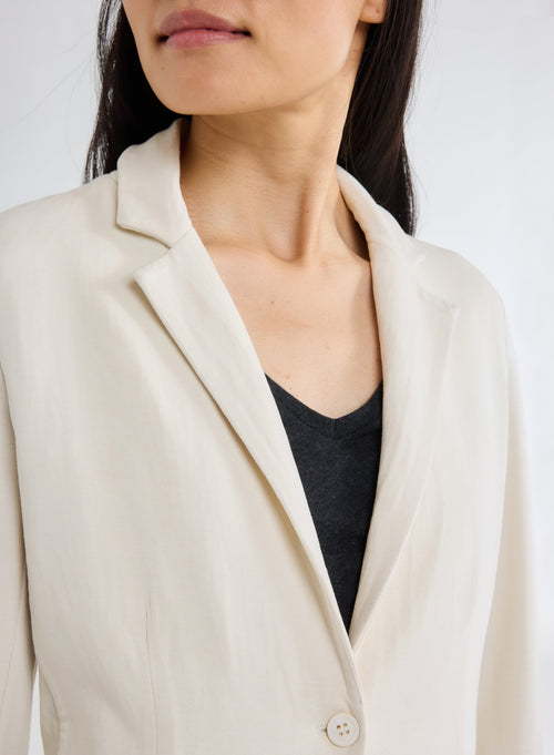 White Long Sleeve Jacket in Viscose and Elastane - MAJESTIC FILATURES