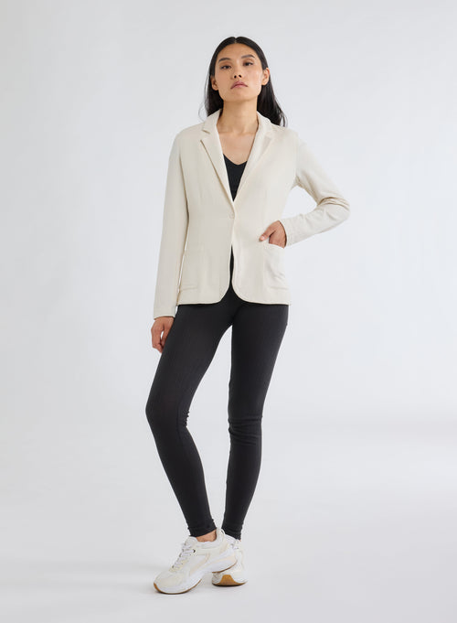 White Long Sleeve Jacket in Viscose and Elastane - MAJESTIC FILATURES