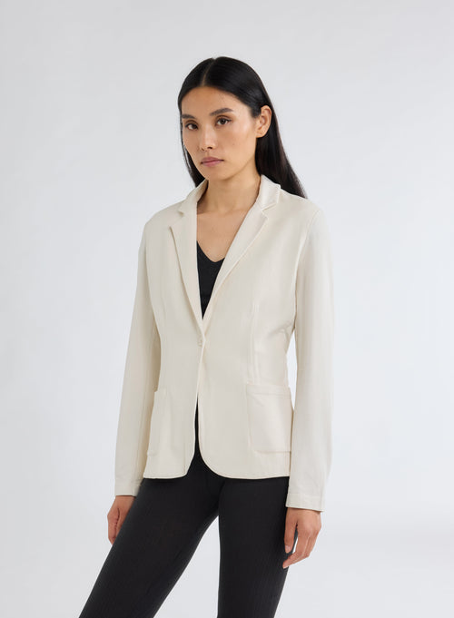 White Long Sleeve Jacket in Viscose and Elastane - MAJESTIC FILATURES