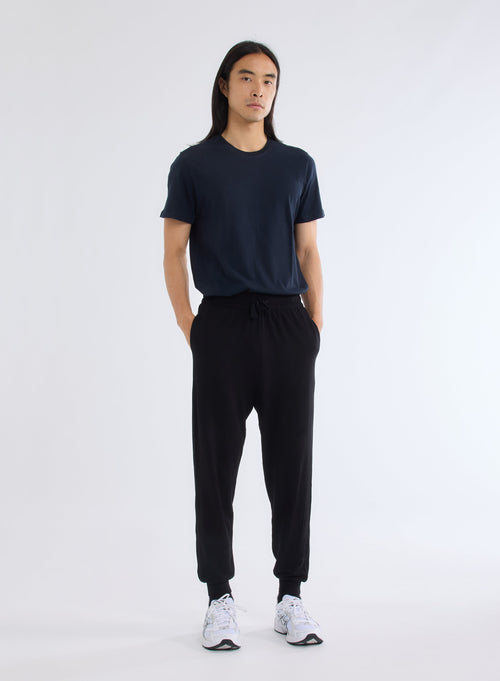 Black Viscose and Elastane Trousers - MAJESTIC FILATURES