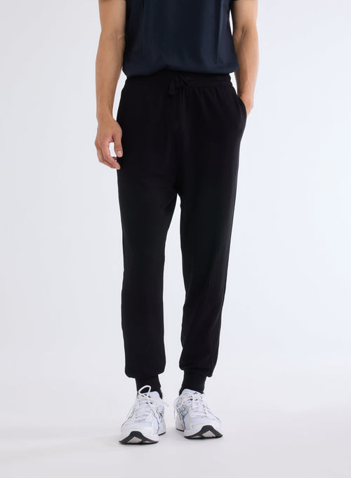 Black Viscose and Elastane Trousers - MAJESTIC FILATURES