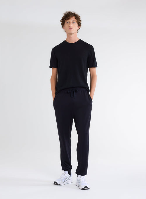 Navy Viscose and Elastane Trousers - MAJESTIC FILATURES