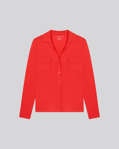 Chemise Orange Chemise Manches Longues en Coton Organique / Cachemire - MAJESTIC FILATURES