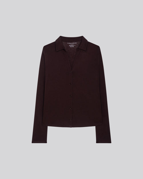 Aubergine Shirt Langarmshirt aus Bio-Baumwolle / Kaschmir - MAJESTIC FILATURES