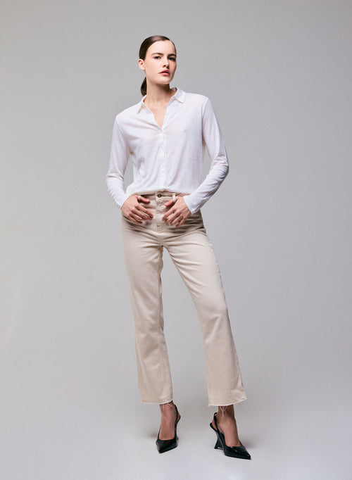 Camisa blanca Camisa de manga larga en algodón orgánico / cachemir - MAJESTIC FILATURES