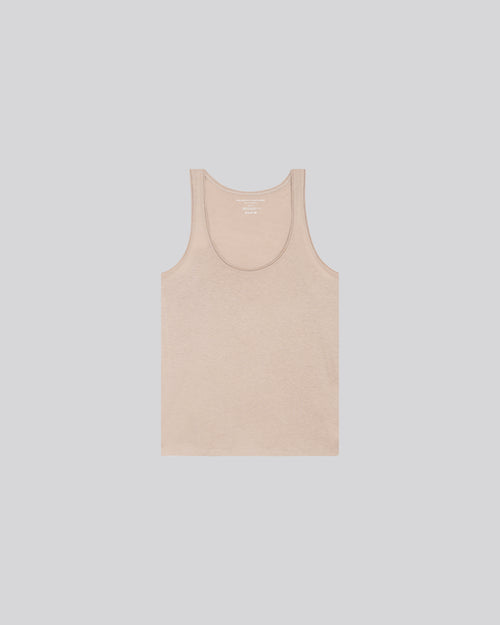 Camiseta sin mangas beige con cuello en U en algodón / cachemira - MAJESTIC FILATURES