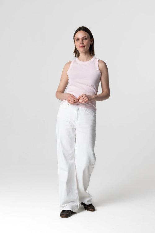 Camiseta sin mangas rosa con cuello redondo de algodón orgánico - MAJESTIC FILATURES