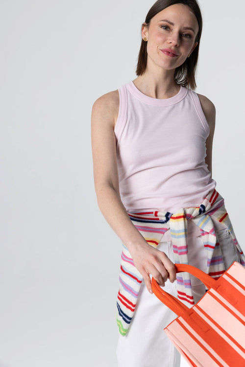 Camiseta sin mangas rosa con cuello redondo de algodón orgánico - MAJESTIC FILATURES