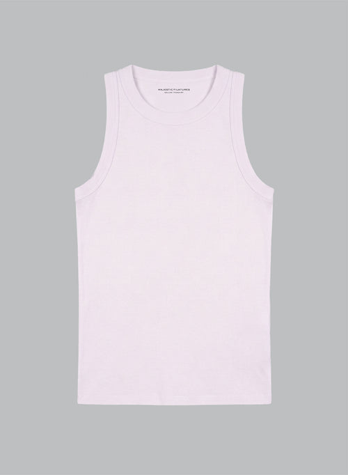 Pink sleeveless round neck tank top in organic cotton - MAJESTIC FILATURES