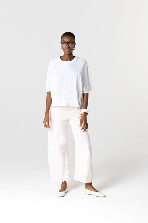 T-shirt Blanc Col Rond Manches Courtes en Coton Organique - MAJESTIC FILATURES