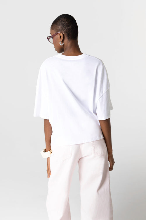 T-shirt Blanc Col Rond Manches Courtes en Coton Organique - MAJESTIC FILATURES