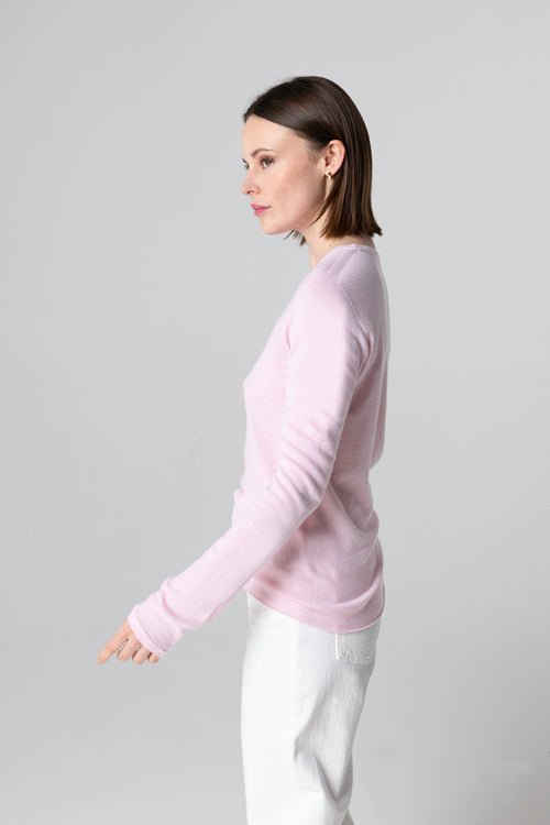 T-shirt Rose Col Rond Manches Courtes en Coton Organique - MAJESTIC FILATURES