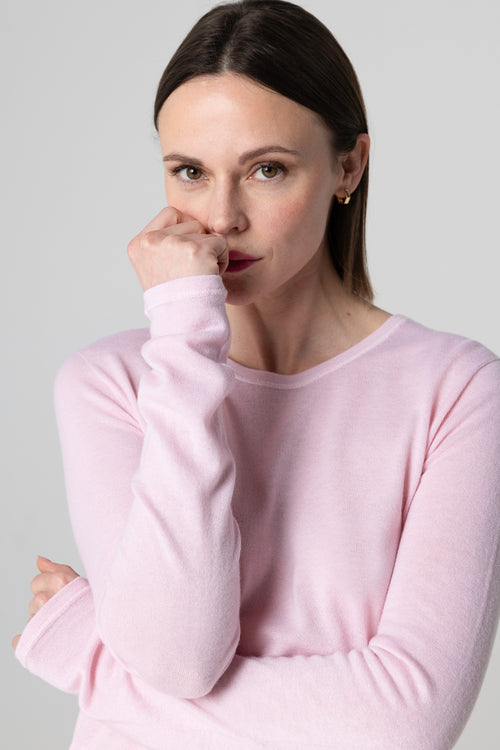 T-shirt Rose Col Rond Manches Courtes en Coton Organique - MAJESTIC FILATURES