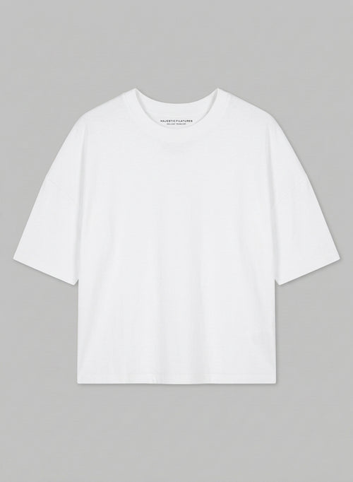 Camiseta blanca de cuello redondo y manga corta de algodón orgánico - MAJESTIC FILATURES