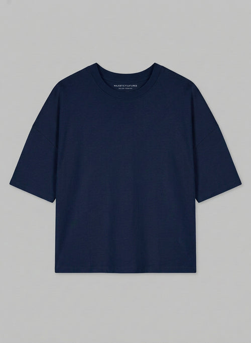 T-shirt Marine Col Rond Manches Courtes en Coton Organique - MAJESTIC FILATURES