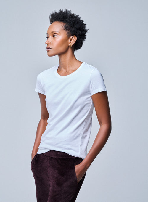 Jamie T-Shirt Rundhalsausschnitt kurzen Ärmeln aus Deluxe-Baumwolle - MAJESTIC FILATURES