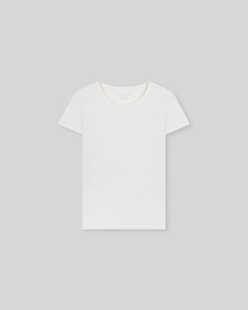 T-shirt Blanc Jamie Col Rond Manches Courtes en Coton Organique - MAJESTIC FILATURES