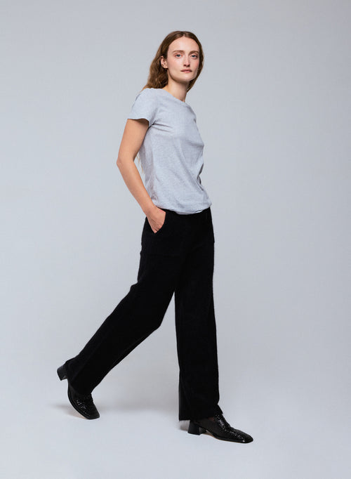 T-shirt Gris Jamie Col Rond Manches Courtes en Coton organique - MAJESTIC FILATURES