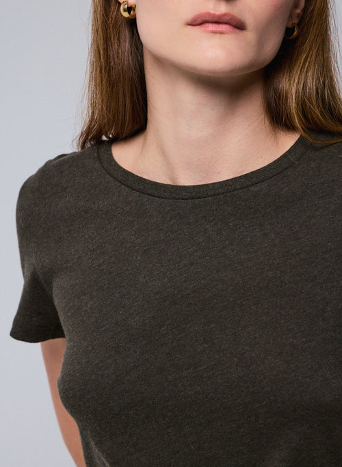 T-shirt Vert Jamie Col Rond Manches Courtes en Coton organique - MAJESTIC FILATURES