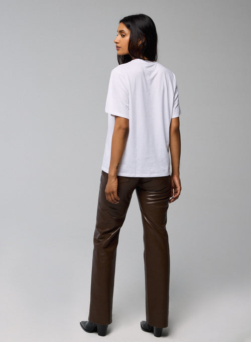 T-shirt Blanc Col Rond Manches Courtes en Deluxe Coton - MAJESTIC FILATURES