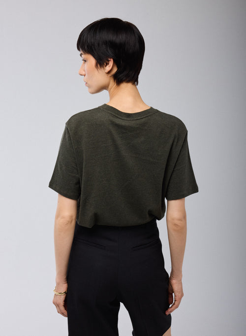 T-shirt Vert Col Rond Manches Courtes en Deluxe Coton - MAJESTIC FILATURES