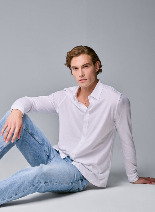 Chemise Blanche Manches Longues en Deluxe Coton - MAJESTIC FILATURES