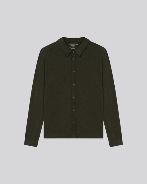 Camisa verde Camisa de manga larga en algodón orgánico - MAJESTIC FILATURES