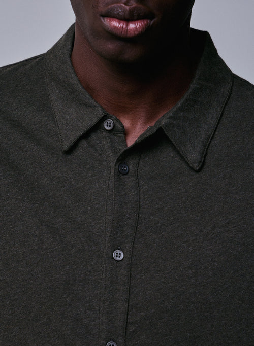 Camisa verde Camisa de manga larga en algodón orgánico - MAJESTIC FILATURES