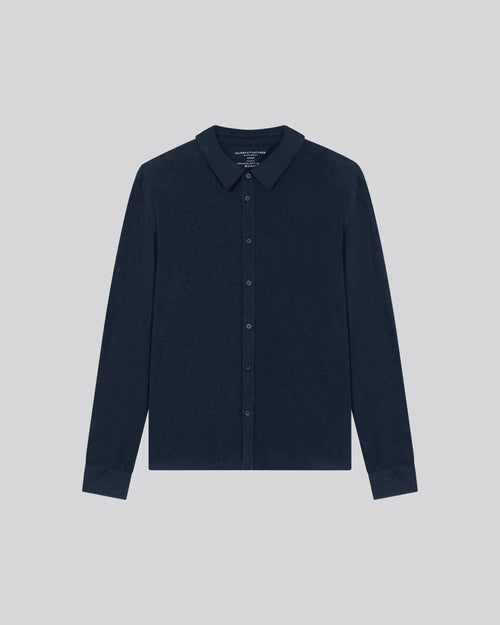 Camisa azul Camisa de manga larga en algodón orgánico - MAJESTIC FILATURES