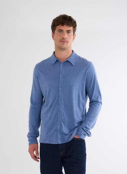 Camisa azul de manga larga - MAJESTIC FILATURES