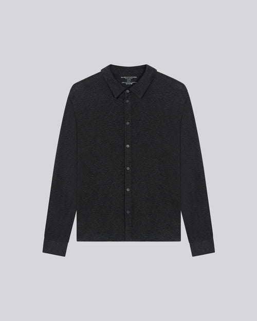 Black Shirt Long Sleeve in Deluxe Cotton - MAJESTIC FILATURES