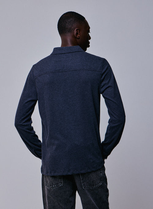 Black Shirt Long Sleeve in Deluxe Cotton - MAJESTIC FILATURES