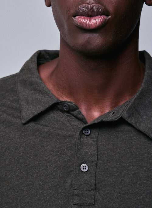 Polo Verde Polo de Manga Larga en Algodón Orgánico - MAJESTIC FILATURES