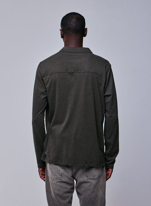 Polo Verde Polo de Manga Larga en Algodón Orgánico - MAJESTIC FILATURES