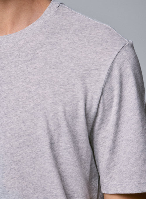 Camiseta de manga corta y cuello redondo Julien gris claro en algodón Deluxe - MAJESTIC FILATURES