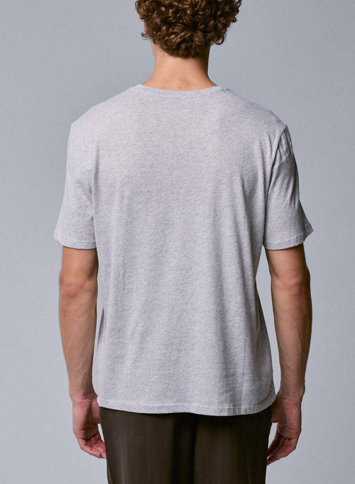 Camiseta de manga corta y cuello redondo Julien gris claro en algodón Deluxe - MAJESTIC FILATURES