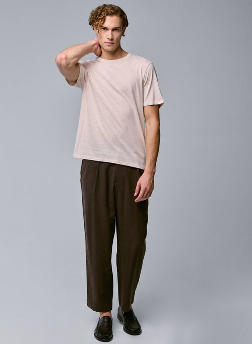 T-shirt Beige Col Rond Manches Courtes en Coton organique - MAJESTIC FILATURES