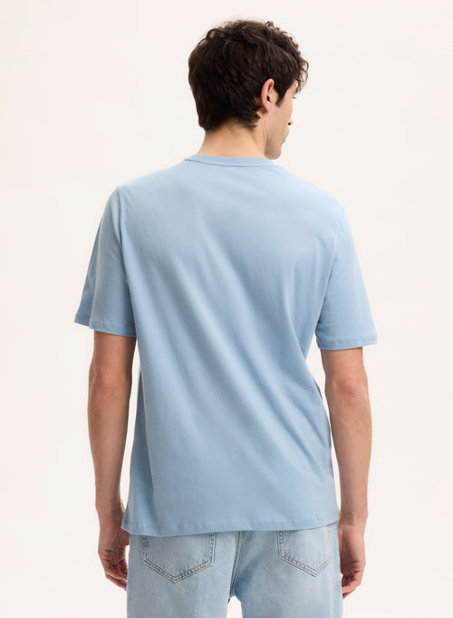 Tee shirt Bleu Col Rond Manches Courtes - MAJESTIC FILATURES