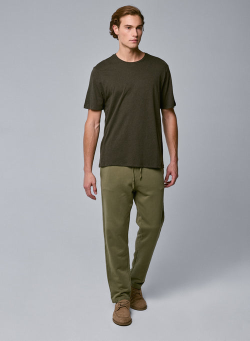 Grünes Kurzarm-T-Shirt mit Rundhalsausschnitt aus Bio-Baumwolle - MAJESTIC FILATURES